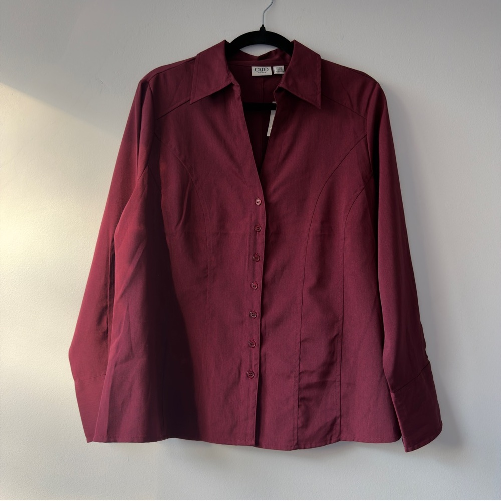 Cato Woman Button-Front Blouse Burgundy